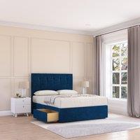 Sloomy Highbury Plush Velvet Memory Foam Bed Set With 4 Drawers, Mattress & Headboard in Navy | Size: King