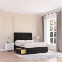 Sloomy Highbury Plush Velvet Memory Foam Bed Set With 4 Drawers, Mattress & Headboard in Black | Size: King