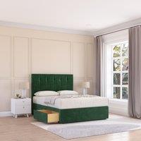 Sloomy Highbury Plush Velvet Memory Foam Bed Set With 4 Drawers, Mattress & Headboard in Emerald | Size: King