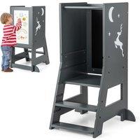 Costway Toddler Kitchen Stool Helper Bathroomd Ajustable Baby Standing Tower in Grey