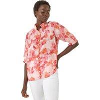 Roman Women's Floral Print Button Detail Blouse in Coral | Size: 20