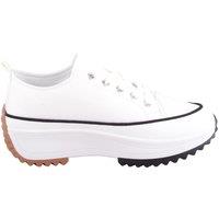 ABSOLUTE FOOTWEAR Women's Easy Lace Up Low Top Canvas Chunky Sole Trainers Sneakers in White | Size: 7