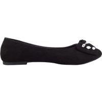 ABSOLUTE FOOTWEAR Women's Slip On Microsuede Smart Formal Work School Ballerina Style Dolly Shoes in Black | Size: 4