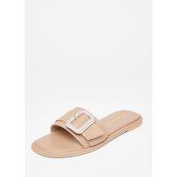Quiz Women's Nude Wide Fit Diamante Buckle Sandals | Size: 3