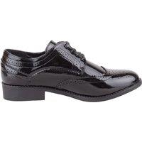 ABSOLUTE FOOTWEAR Women's Patent Faux Leather Lace Up Smart Formal Work School College Shoes in Black | Size: 6