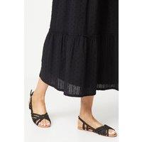 Dorothy Perkins Women's Fiona Faux Leather Lattice Peep Toe Slingback Flat Sandals in Black | Size: 4