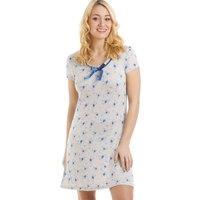 Camille Women's Short Length Floral Print Nightdress in Grey | Size: 18-20
