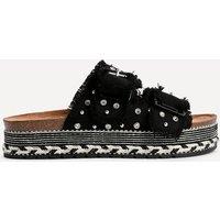 Linzi Women's Bahama Black Diamante Flatform Sandals | Size: 5-Standard Fit