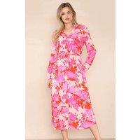 Love Sunshine Women's Floral Printed Maxi Shirt Dress in Pink | Size: XL