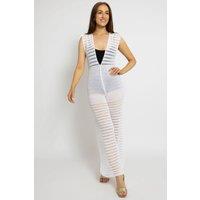Cutie London Women's Sheer Crochet Beach Jumpsuit in White