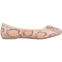 ABSOLUTE FOOTWEAR Women's Easy Slip On Snake Pattern Casual Ballerina Style Dolly Pump Shoes in Tan | Size: 6