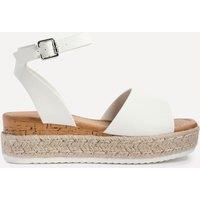 Linzi Women's Paradise White Espadrille Flatform Sandals | Size: 6-Standard Fit