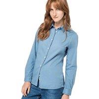 Native Spirit Women's Washed Long-Sleeved Shirt in Blue | Size: Small