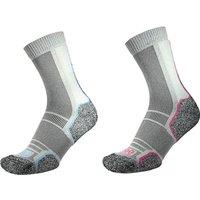 1000 Mile Women's Trek Anatomical Socks Pack of 2 in Silver | Size: Medium