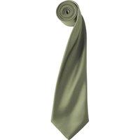 Premier Men's Plain Satin Tie (Narrow Blade) in Olive