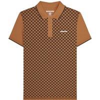 Lambretta Men's Two Tone All-Over Print Polo Shirt in Light Brown | Size: Medium