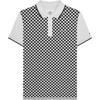 Lambretta Men's Two Tone All-Over Print Polo Shirt in White | Size: Large