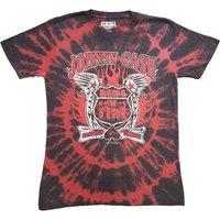 Johnny Cash Men's Ring Of Fire Tie Dye T-Shirt in Red | Size: Small