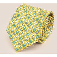 Oswin Hyde Men's Yellow Motif Print Silk Tie