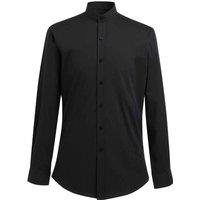 Brook Taverner Men's Volterra Grandad Collar Formal Shirt in Black | Size: 19 inches
