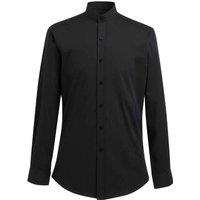 Brook Taverner Men's Volterra Grandad Collar Formal Shirt in Black | Size: 17 inches