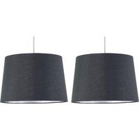 First Choice Lighting Set of 2 Zoey - Grey with Silver Inner Easy Fit Pendant or Lamp Shades