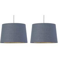 First Choice Lighting Set of 2 Zoey - Dark Grey with Gold Easy Fit Pendant or Lamp Shades