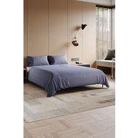 H&O Direct 4Pcs Simple Solid Color Brushed Flat Sheet Set for Double-Bed in Grey | Size: Double