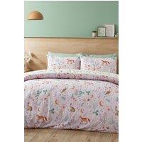 Catherine Lansfield 'Enchanted Twilight Animals' Reversible Duvet Cover Set in Lilac | Size: King