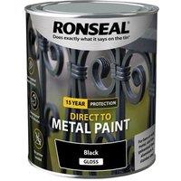 Ronseal Direct to Metal Paint Black Gloss 750ml