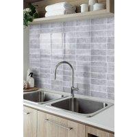 Living and Home 10Pcs 3D Rectangle Straight Pattern Self-Adhesive Wall Tile Stickers in Light Grey