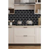 Living and Home 10 Pcs Peel and Stick 3D Nero Marquina Black Marble Wall Tile Stickers Subway Tiles