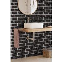 Living and Home 10 Pcs Peel and Stick 3D Black Marquina Marble Wall Tile Stickers Subway Tiles