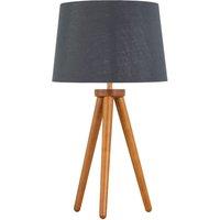 First Choice Lighting Voyage - Dark Oak Table Lamp or Bedside Light with Grey & Silver Shade in Brown