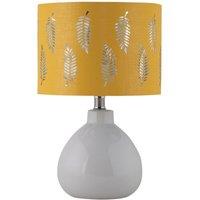 First Choice Lighting Tuscan - White Ceramic Lamp with Ochre Fern Shade
