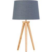 First Choice Lighting Voyage - Light Oak Table Lamp or Bedside Light with Grey & Gold Shade in Brown