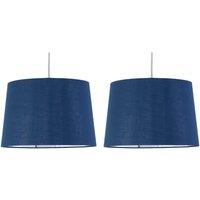 First Choice Lighting Set of 2 Zoey - Navy Blue with Silver Easy Fit Pendant or Lamp Shades