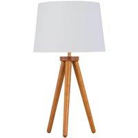 First Choice Lighting Voyage - Dark Oak Table Lamp or Bedside Light with White & Gold Shade in Brown