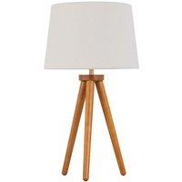 First Choice Lighting Voyage - Dark Oak Table Lamp or Bedside Light with Natural Linen Shade in Brown