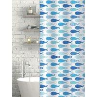 Showerdrape Aquarium White & Blue Shower Curtain