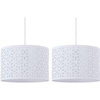 First Choice Lighting Set of 2 White Laser Cut 30cm Pendant Lightshades