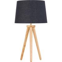 First Choice Lighting Voyage - Light Oak Table Lamp or Bedside Light with Black & Gold Shade in Brown