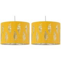 First Choice Lighting Set of 2 Fern - Ochre Cut Out 25cm Pendant Lightshades in Yellow
