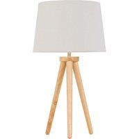 First Choice Lighting Voyage - Light Oak Table Lamp or Bedside Light with Linen Shade in Brown