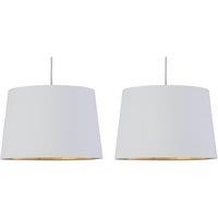First Choice Lighting Set of 2 Zoey - White with Gold Inner Easy Fit Pendant or Lamp Shades