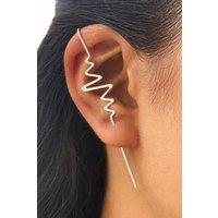 Otis Jaxon London Single Sterling Silver Heartbeat Ear Cuff Earring | Size: Small