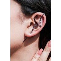 Otis Jaxon London Single Sterling Silver Heartbeat Ear Cuff Earring in Black | Size: Large