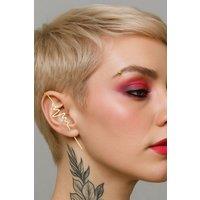 Otis Jaxon London Single Sterling Silver Heartbeat Ear Cuff Earring in Gold | Size: Large