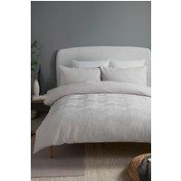 Serene 'Embossed Geo' Embossed Textured Duvet Cover Set in Grey | Size: Single