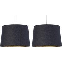 First Choice Lighting Set of 2 Zoey - Black with Gold Inner Easy Fit Pendant or Lamp Shades